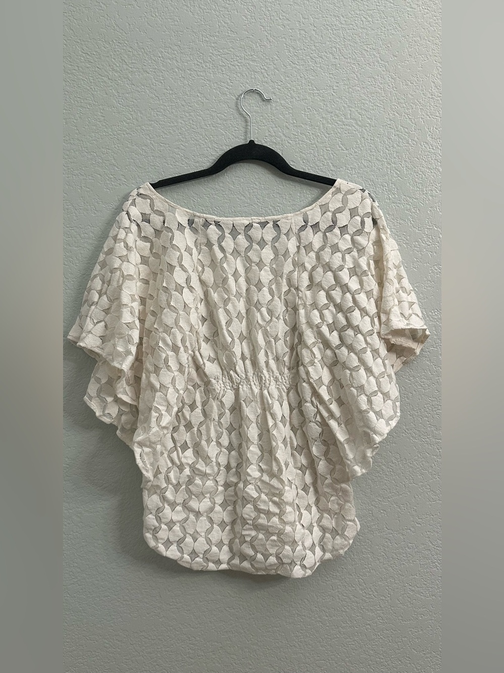 The Addison Story Ivory Textured Lace Dolman Top L